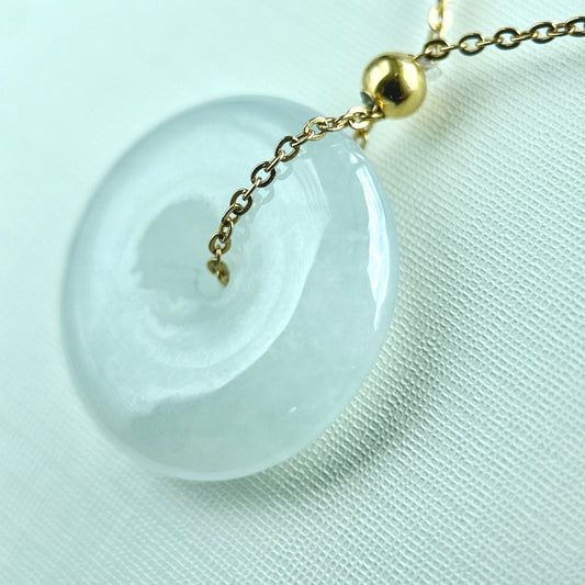 33390 Translucent White Jadeite Donut Pendant