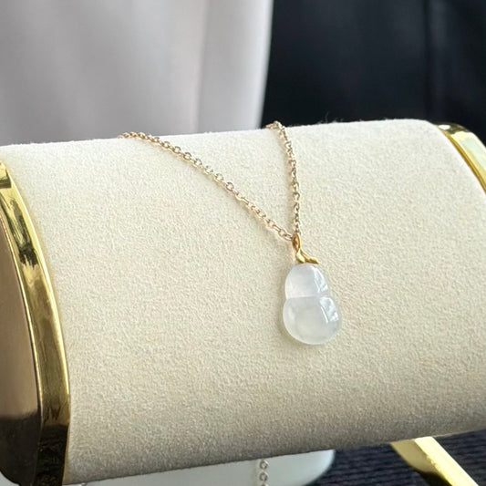 Snowdrop Gourd Jadeite Pendant 雪滴福葫