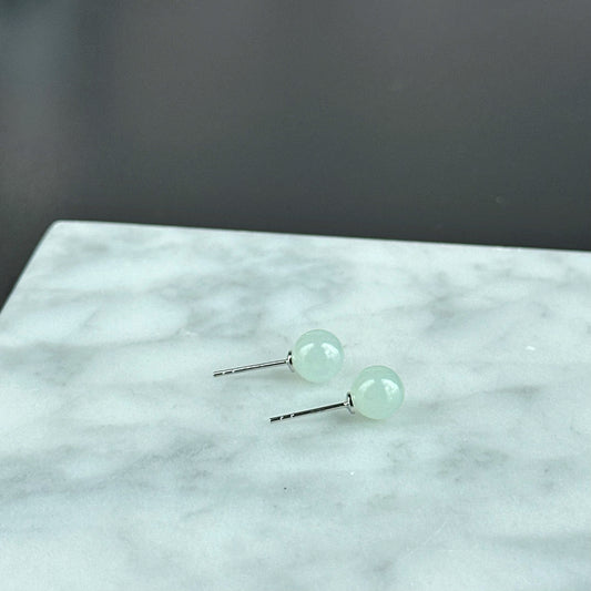 102089 Icy Soft Green Jade Stud Earring with 18K Gold