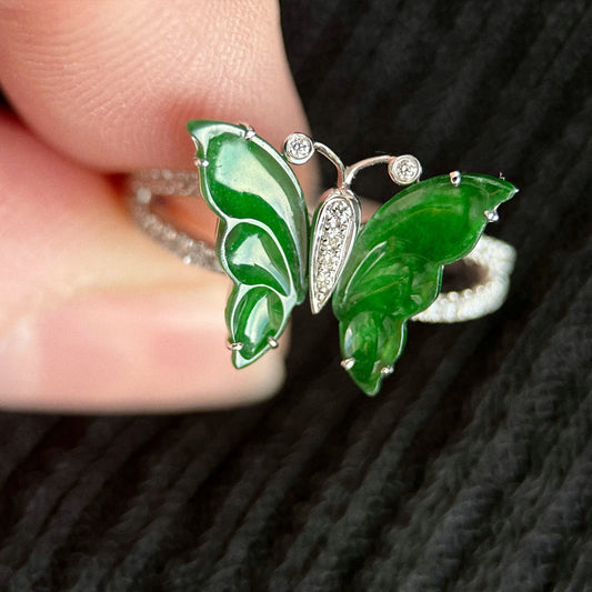 Imperial Flutter Jadeite Ring 帝绿蝶影