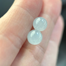 Load image into Gallery viewer, 61988 Icy White Highly Translucent Jade Stud Earring with 18K Yellow Gold