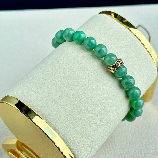 121388 Apple Green Type A Jadeite Beaded Bracelet