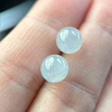 Load image into Gallery viewer, 61988 Icy White Highly Translucent Jade Stud Earring with 18K Yellow Gold