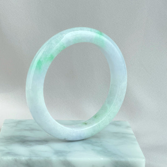 81761 60.6mm Colour of Spring Purple with Green Jadeite Bangle