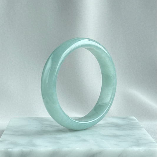 蓝静云光 Glacier Blue Oval Jadeite Bangle 55.0mm