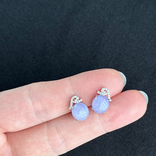 Aura of the Lavender Pavilion Jadeite Earrings 紫韵云庭