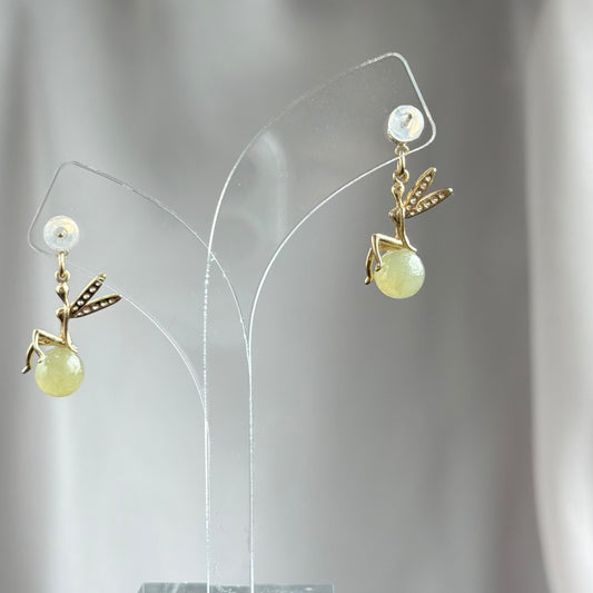 Winterlight Fairy Jadeite Earrings 冬晖羽灵