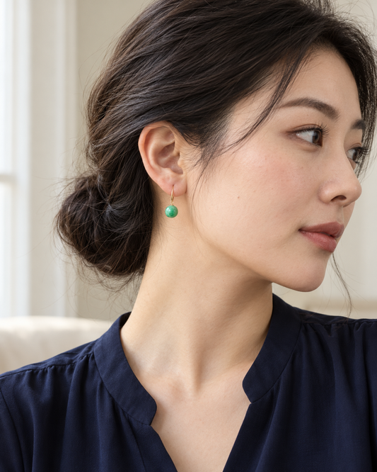 Voices of Spring Jadeite Drop Earrings 春之声