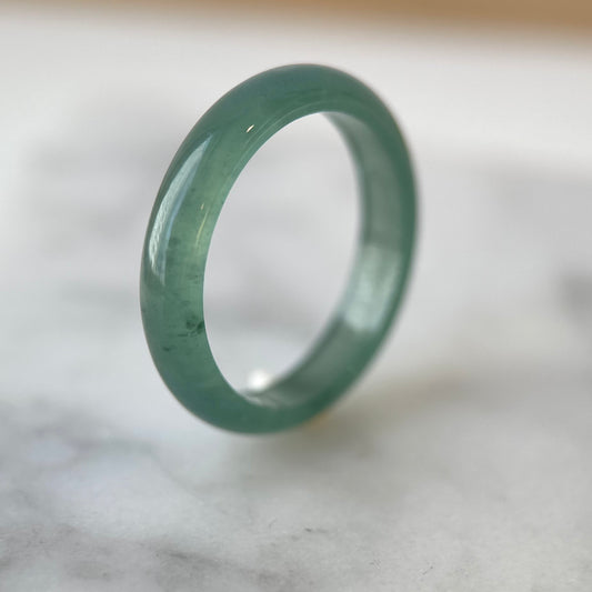 22088 Highly Translucent Bluish Green Type A Jade Ring