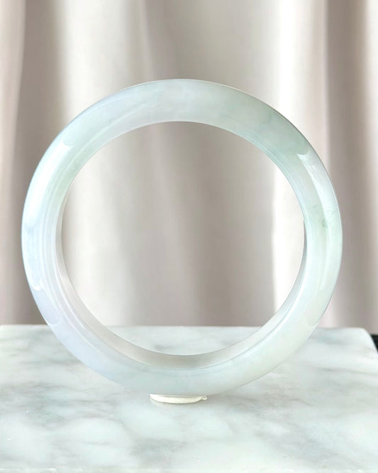 Moonlight over the Snow Lotus 53.4mm Jadeite Bangle 雪莲月影
