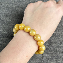 Load image into Gallery viewer, 13289 Golden Fortune Type A Yellow Jadeite Beaded Bracelet