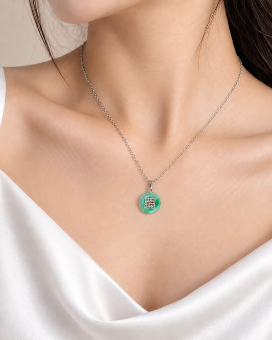 Emerald Window Jade Pendant 花窗如意
