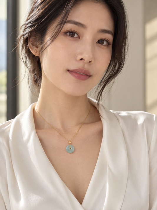 Calm Lake Moon Jadeite Pendant 平湖秋月