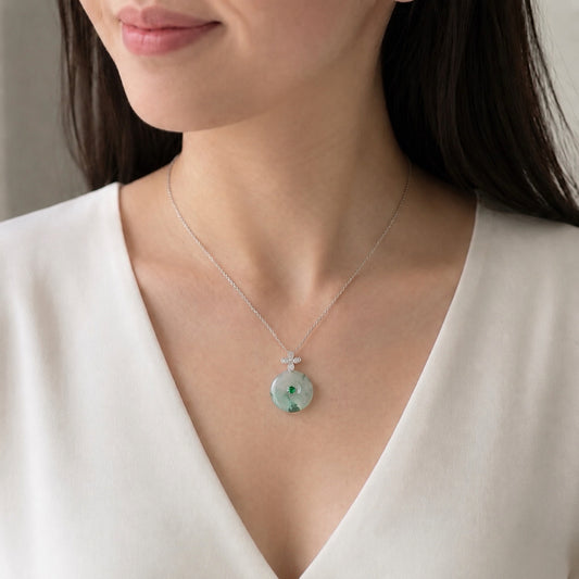 Flora of the Clear Spring Jadeite Pendant 清泉花影