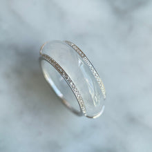 Load image into Gallery viewer, The Crown Icy White Jadeite Ring with 18K White Gold and Diamonds