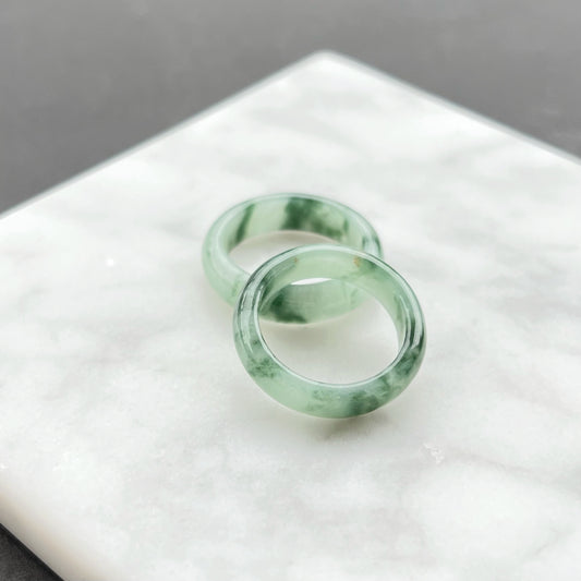41488 Icy Green Floral Type A Jadeite Ring