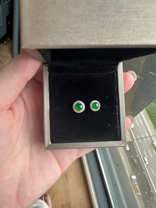 00833 Green Jadeite Jade Earring