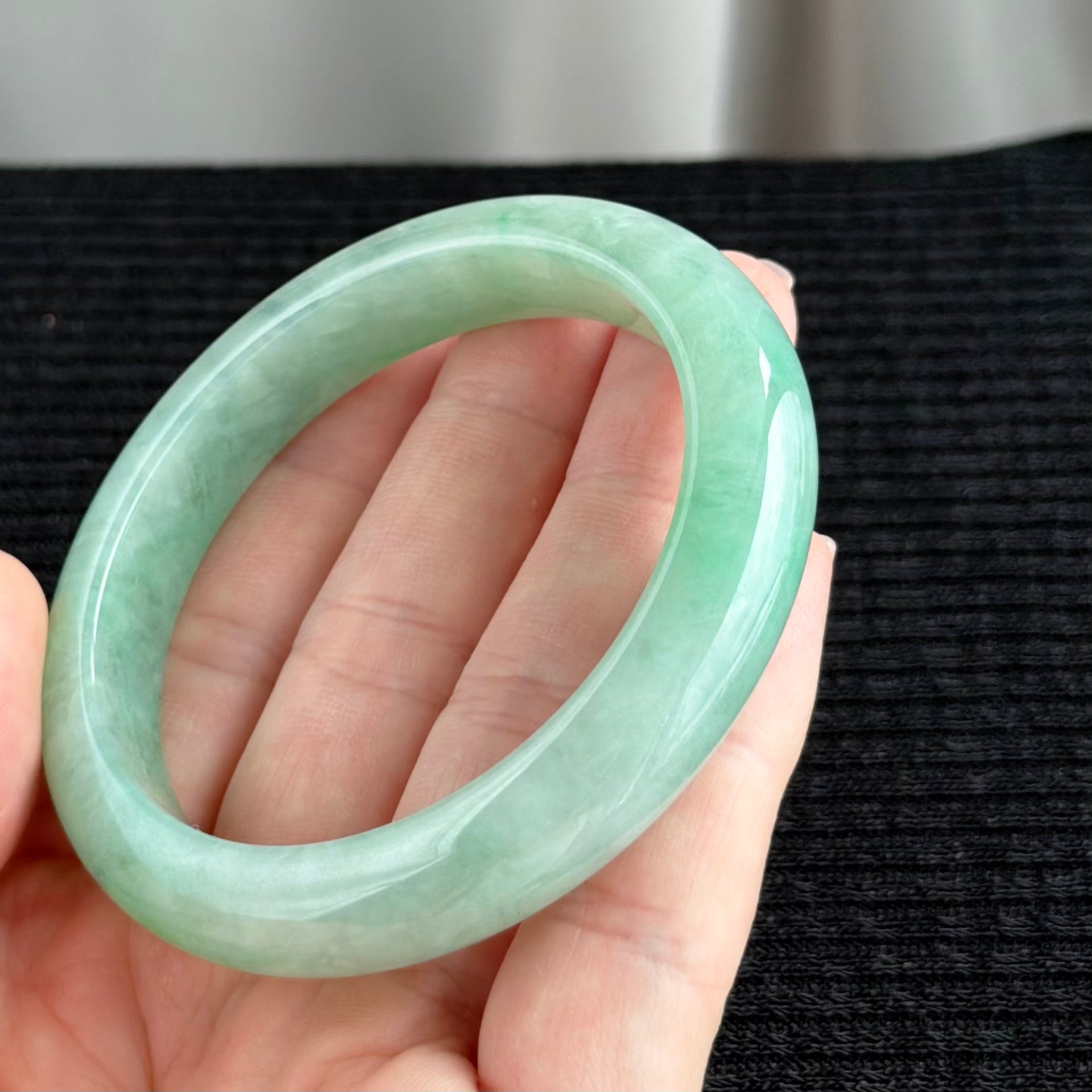 Whispers of the Jade Petal 56.4mm Jadeite Bangle 碧瓣清语