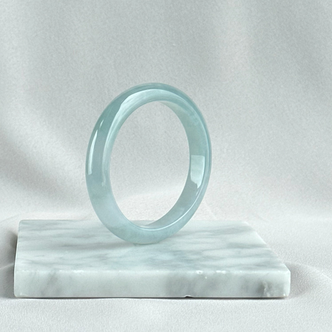 111754 53.5 Oval Highly Translucent Blue Jadeite Bangle