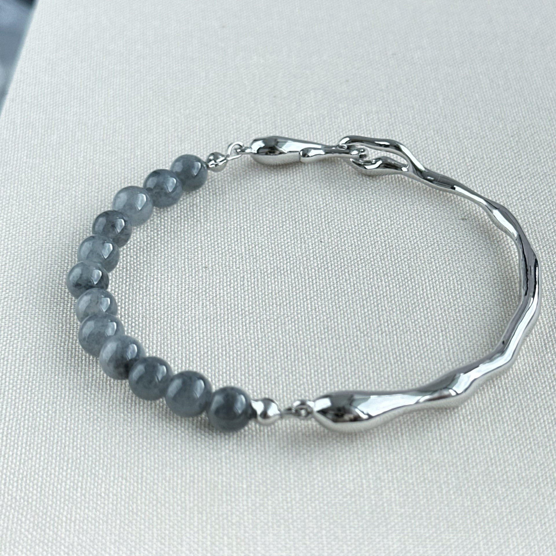 Moonshadow Arc Jadeite Cuff Bracelet