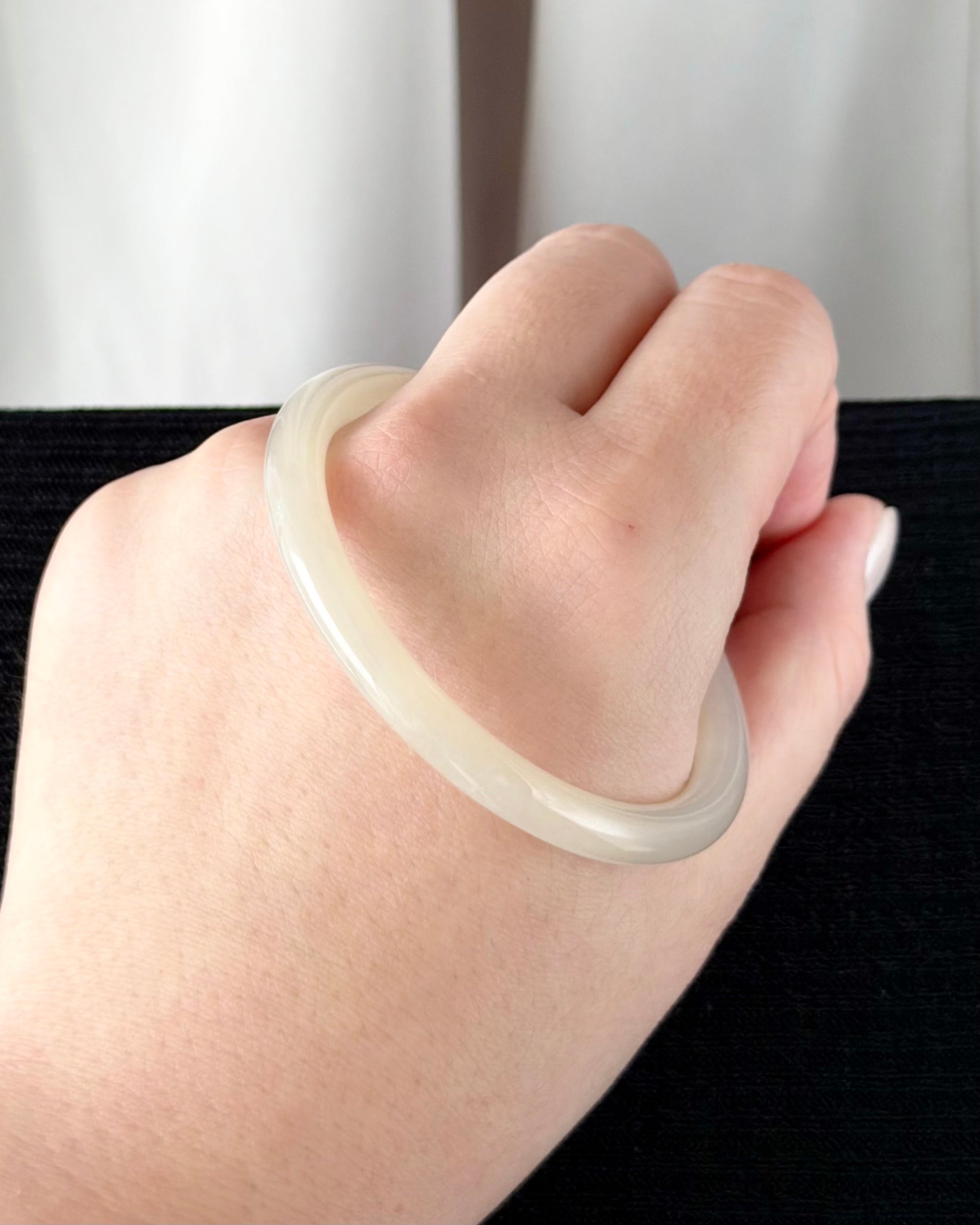 The Dawn Lotus 56.5mm Nephrite Bangle 晨曦初荷 (Preview)