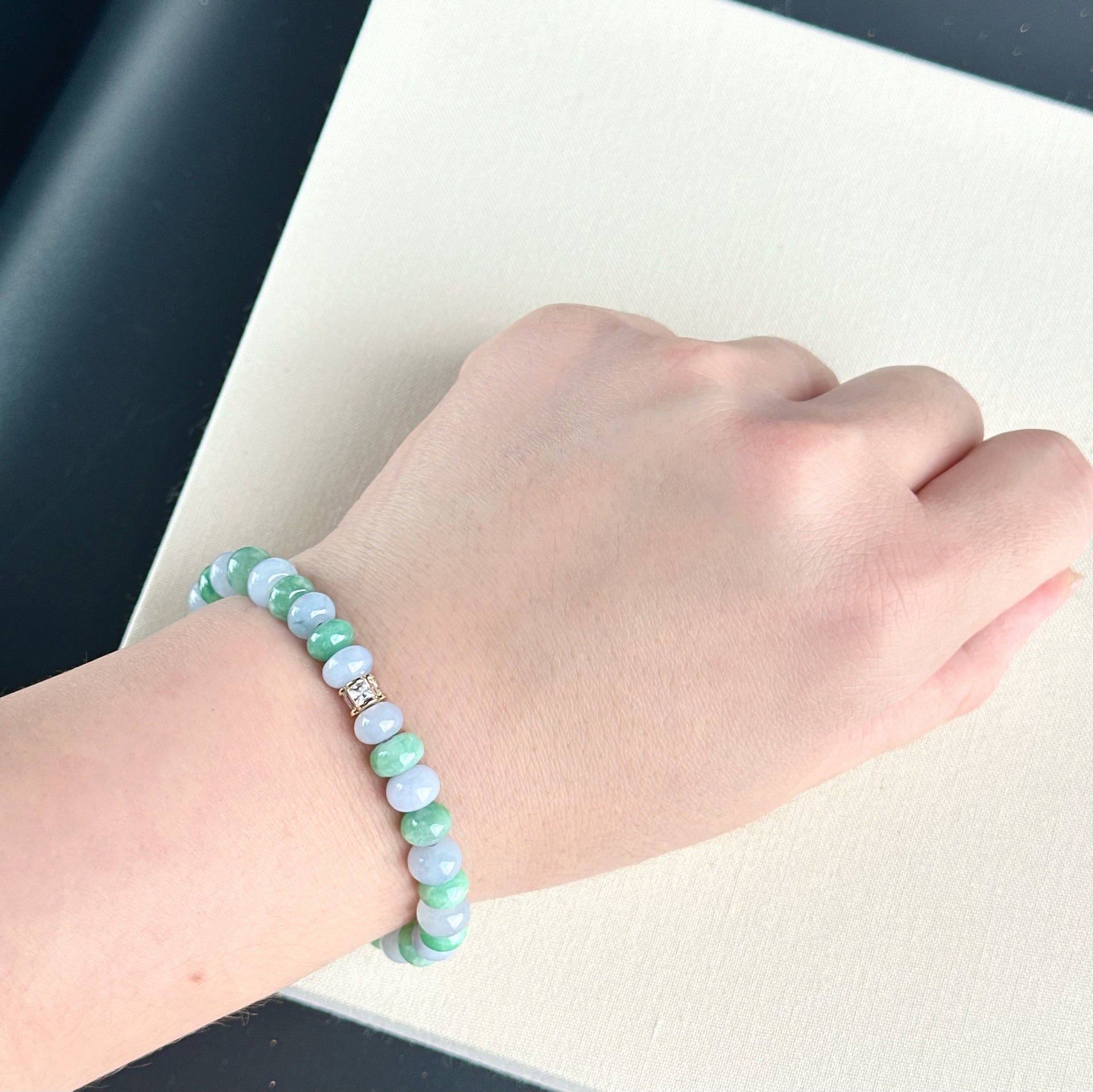 100233 Chun Cai 春彩 Type A Jadeite Beaded Bracelet