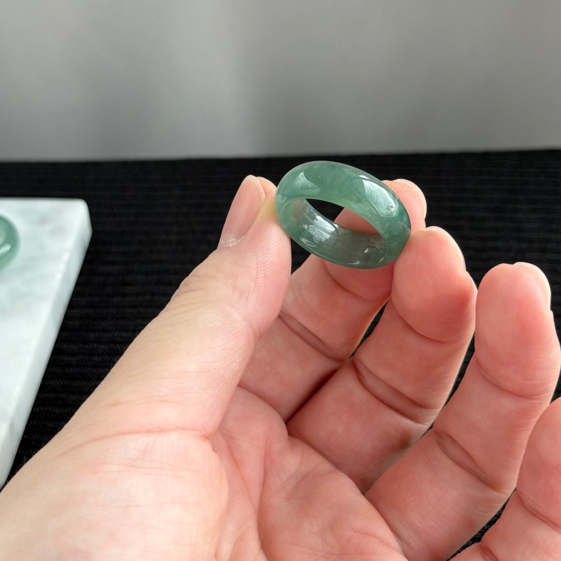 The Teal Aurora Jadeite Ring 翠影极光