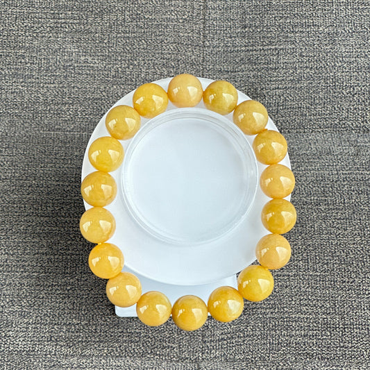 13289 Golden Fortune Type A Yellow Jadeite Beaded Bracelet