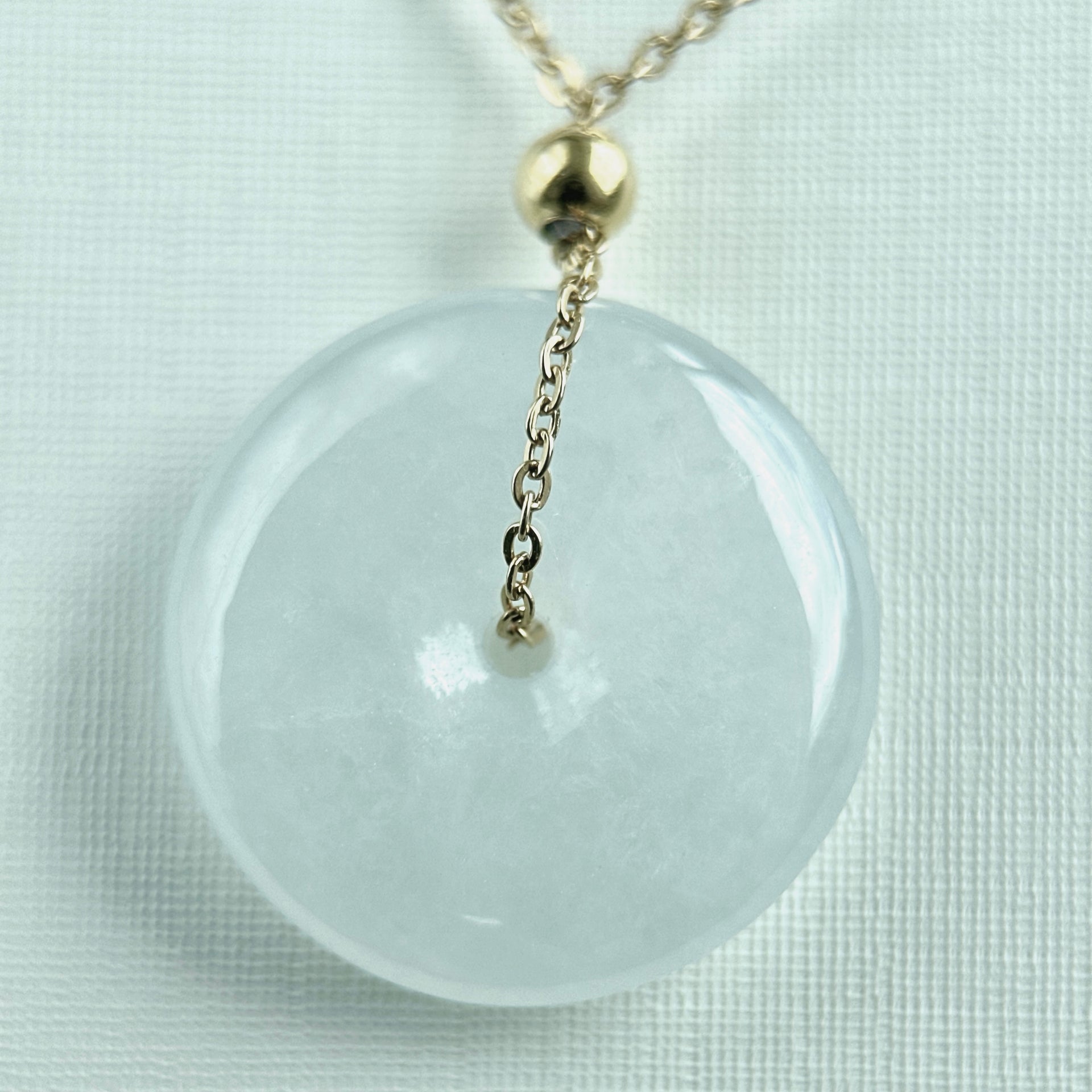 33390 Translucent White Jadeite Donut Pendant
