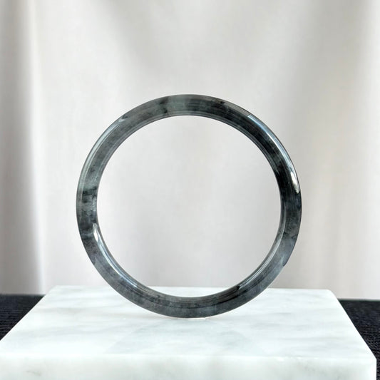 Ink Veil — Slim Jadeite Bangle 54.8mm 墨纱