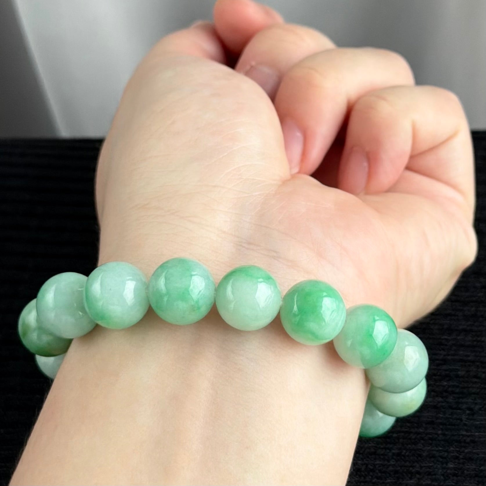 Green Meridian 12.3mm Jade Bracelet 翠衡之线