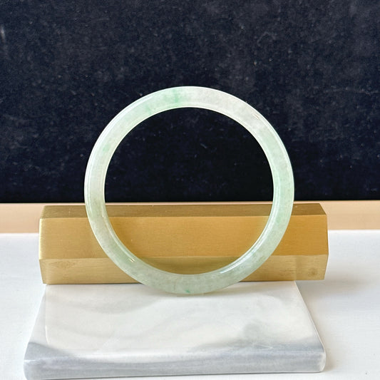 12857 57.0mm Translucent Green Slim Cut Rounded Jade Bangle