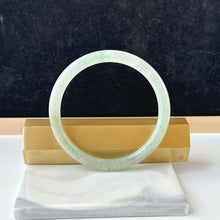 Load image into Gallery viewer, 12857 57.0mm Translucent Green Slim Cut Rounded Jade Bangle
