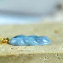 Load image into Gallery viewer, 80288 Lavender with Blue Florals Jadeite Leaf Pendant
