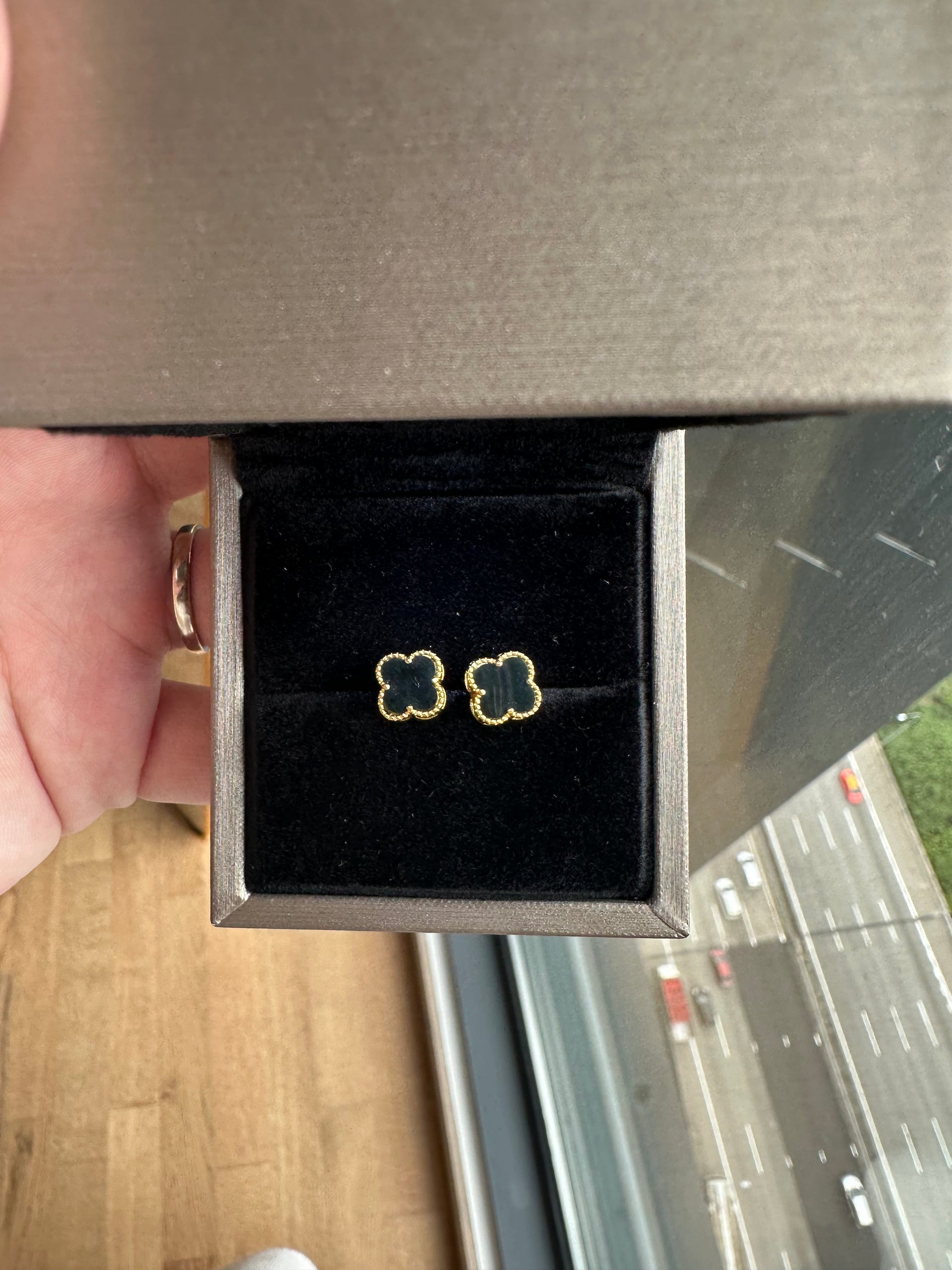 00839 Dark Green Nephrite Jade Stud Earring