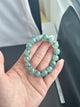 Collector’s Edition - Highly Translucent Blue Florals 12mm+ Jadeite Beaded Bracelet