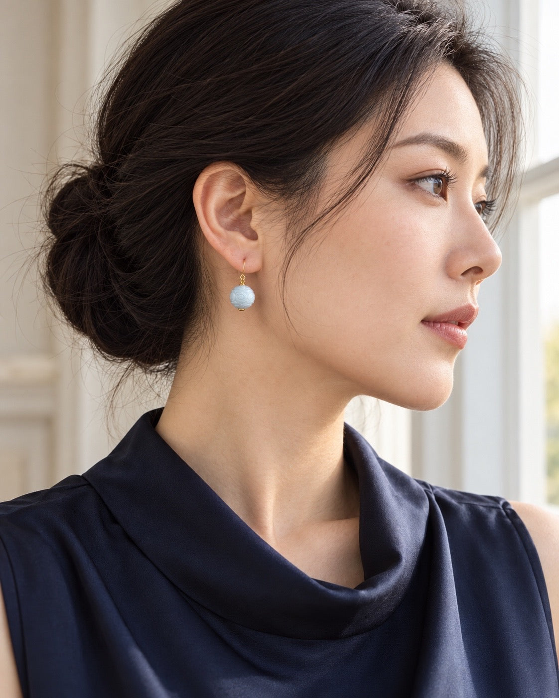 Ruyi Clouds Lavender Jadeite Drop Earrings 如意云 (Preview)