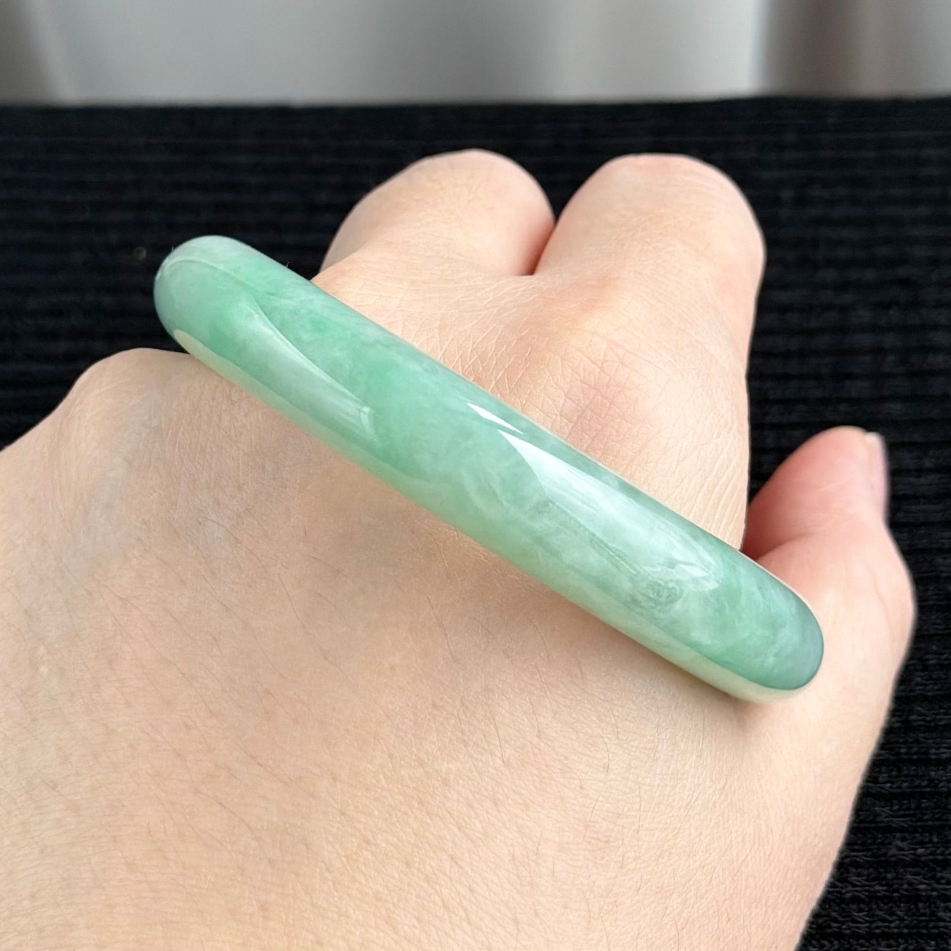 Whispers of the Jade Petal 56.4mm Jadeite Bangle 碧瓣清语