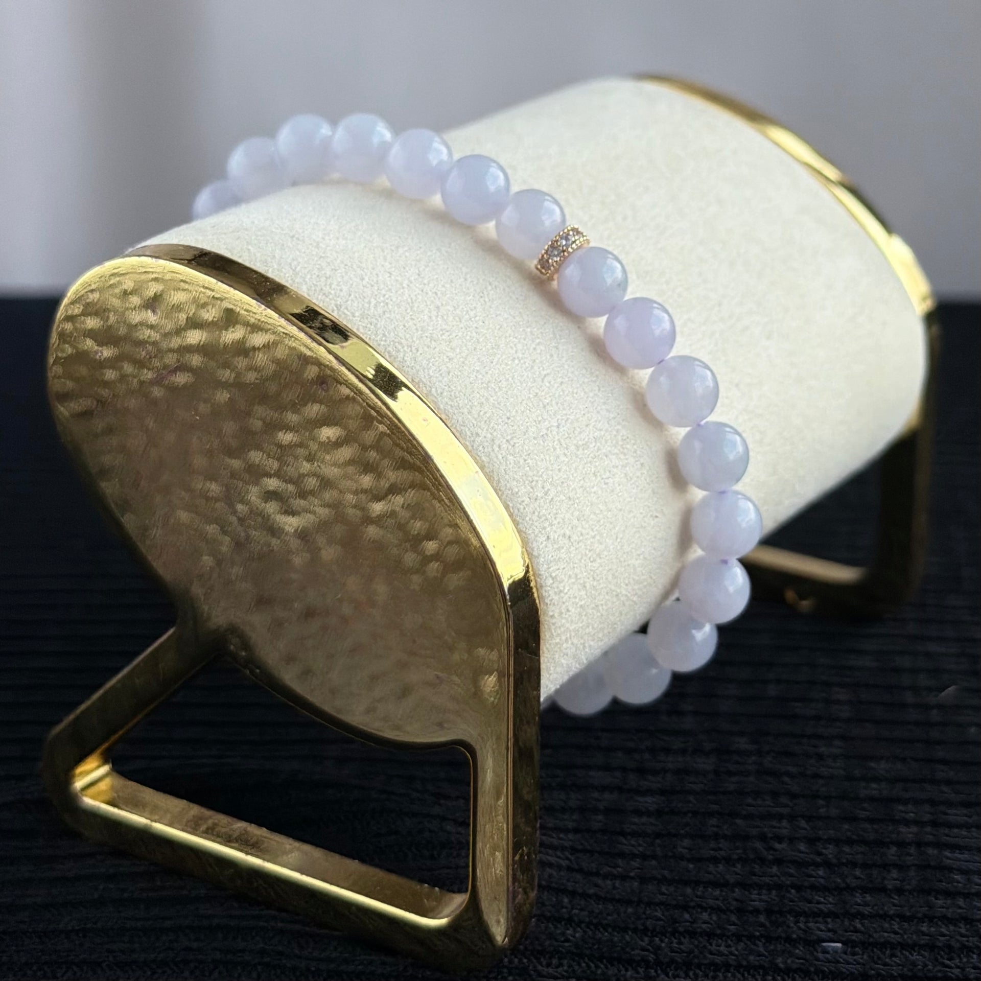 Petals of the Ethereal Garden 7mm Jadeite Bracelet 紫霞织梦