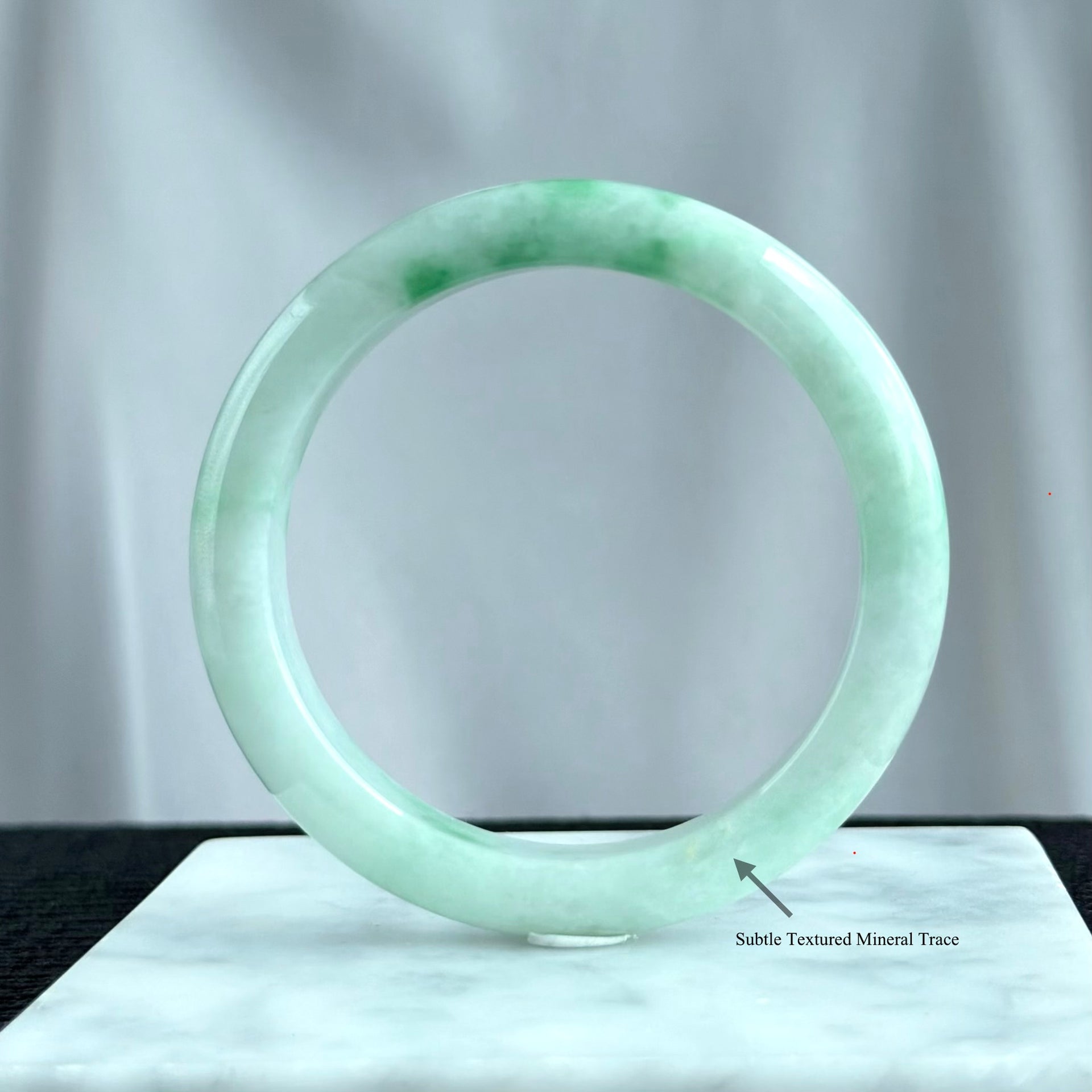 Emerald Mist over Snow 57.8mm Jadeite Bangle 雪里翠