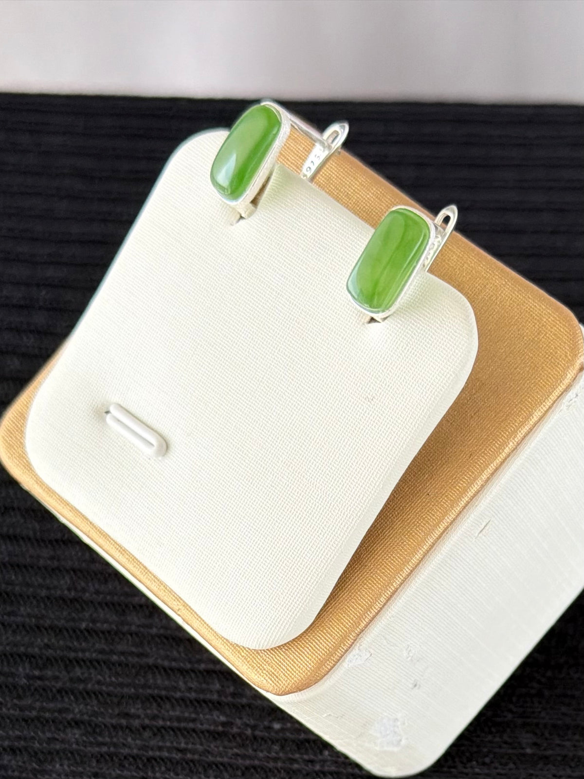 Green Bamboo Nephrite Jade Earrings 青竹 (Preview)