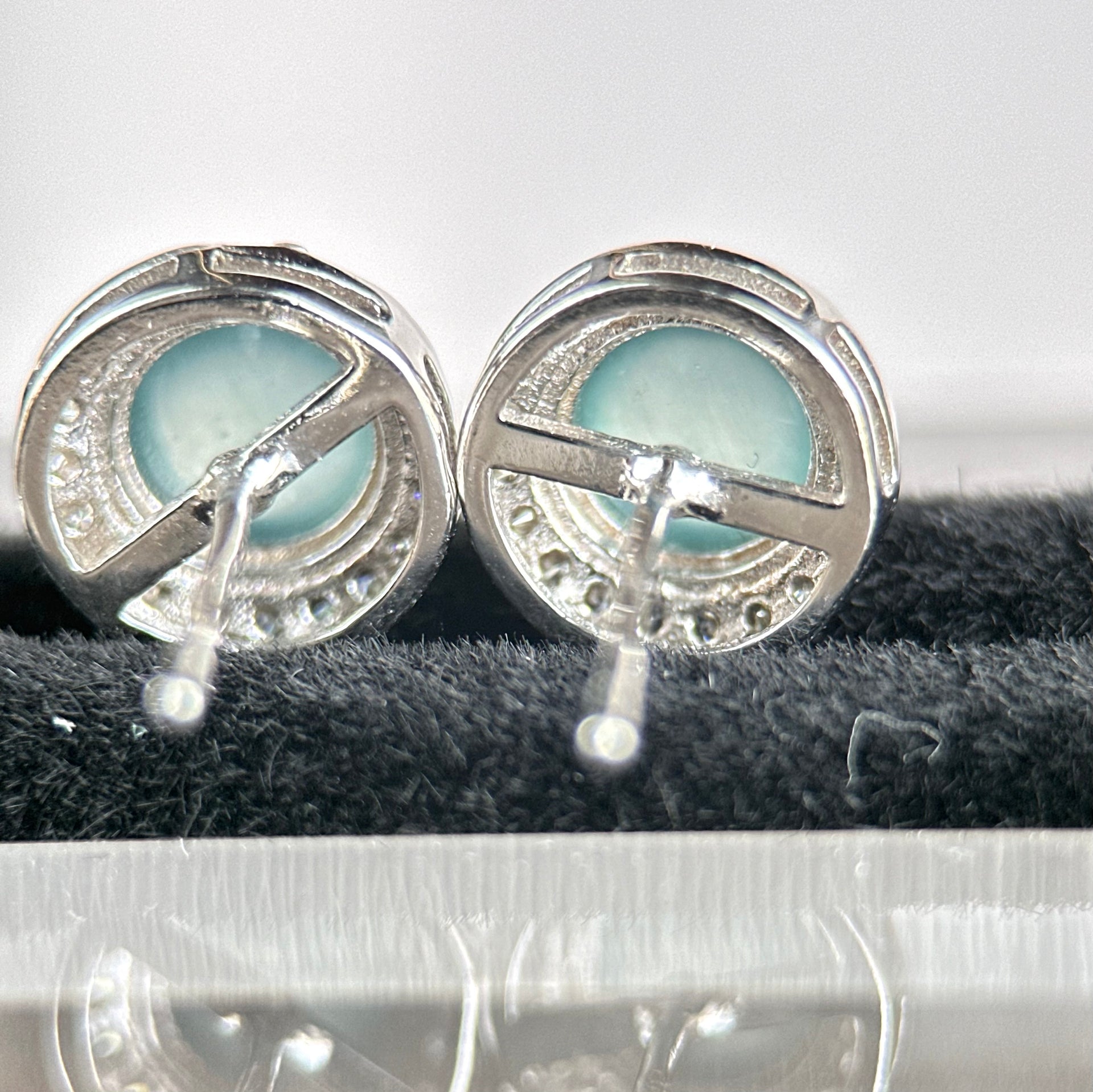 101888 Highly Translucent Sky Blue Jadeite Stud Earring and Ring