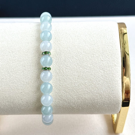 112788  Icy Macaron Type A Jadeite Beaded Bracelet