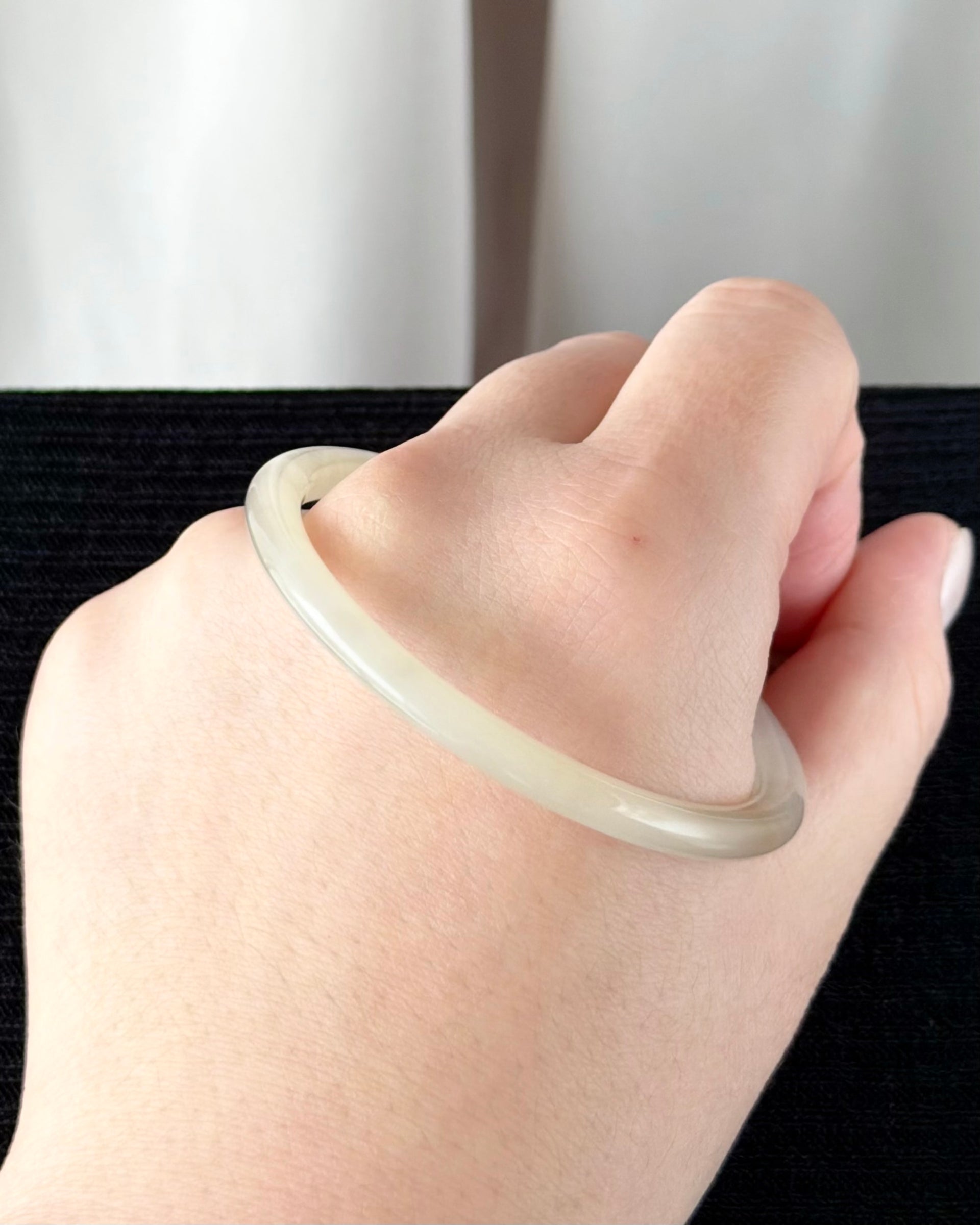 The Dawn Lotus 55.5mm Nephrite Bangle 晨曦初荷 (Preview)