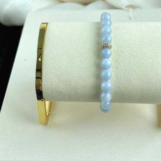 120588 Furong Lavender Purple Type A Jadeite Beaded Bracelet