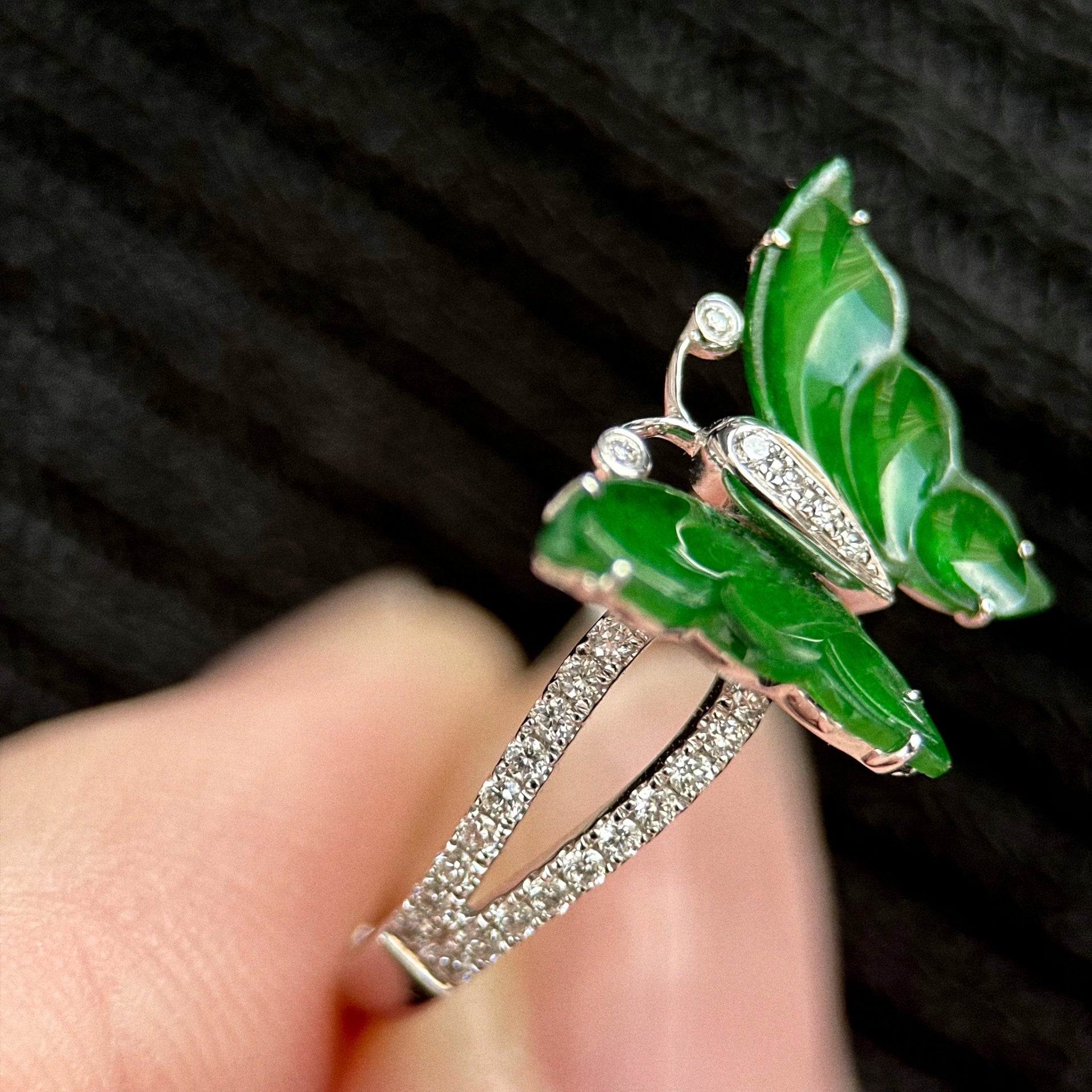 Imperial Flutter Jadeite Ring 帝绿蝶影