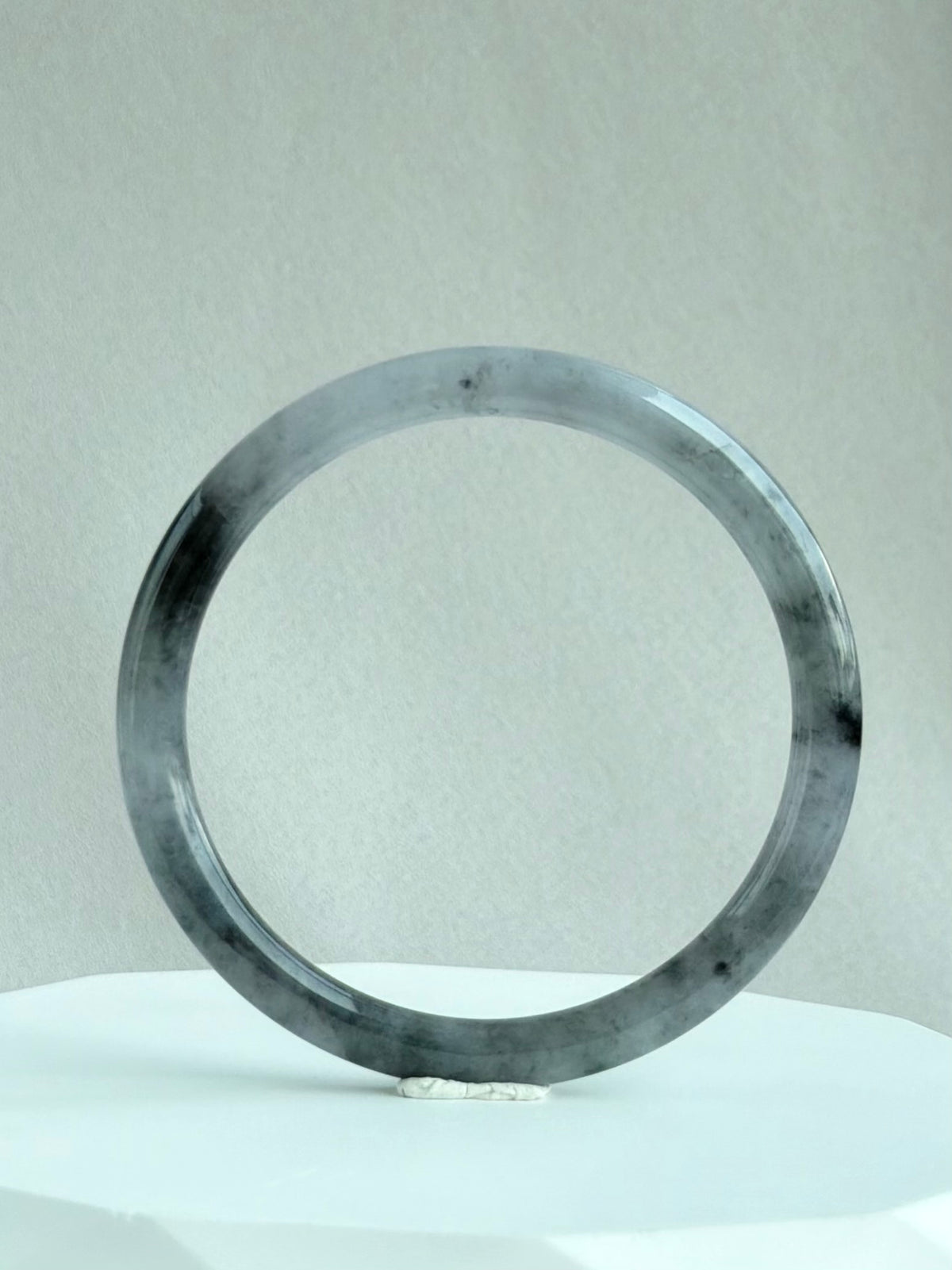 Snow on the Cold River 57.0mm Jadeite Bangle 寒江雪