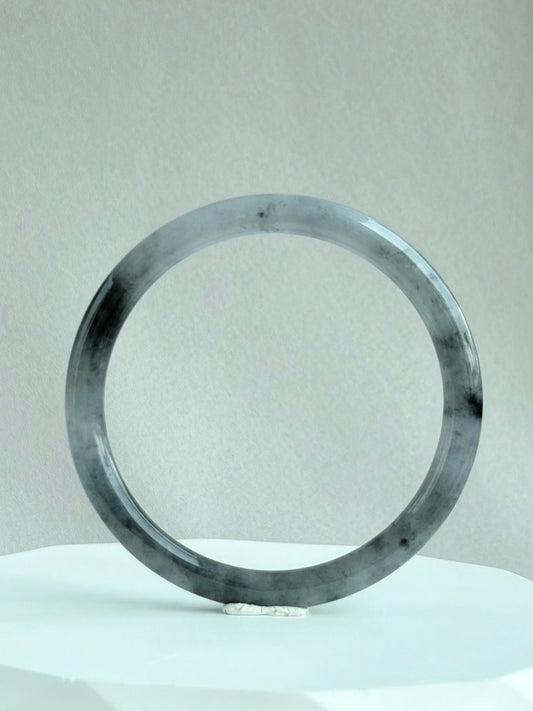 Snow on the Cold River 57.0mm Jadeite Bangle 寒江雪