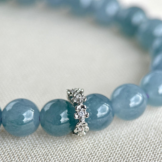 120188 Royal Blue Translucence Type A Jadeite Beaded Bracelet