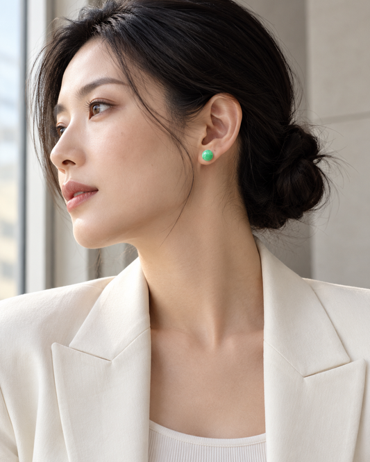 Spring Bud Jadeite Earring Studs 春芽